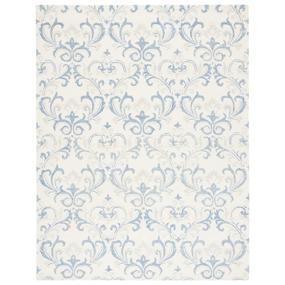 SAFAVIEH Jardin Garrick Floral Wool Area Rug, Ivory/Blue, 8' x 10'