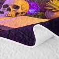 thumbnail image 5 of Homewish Death Skull Quilt Full,Retro Bookshelf Full Bedspread Sets,Purple Gold,Halloween Duvet,3 Pieces, 5 of 7