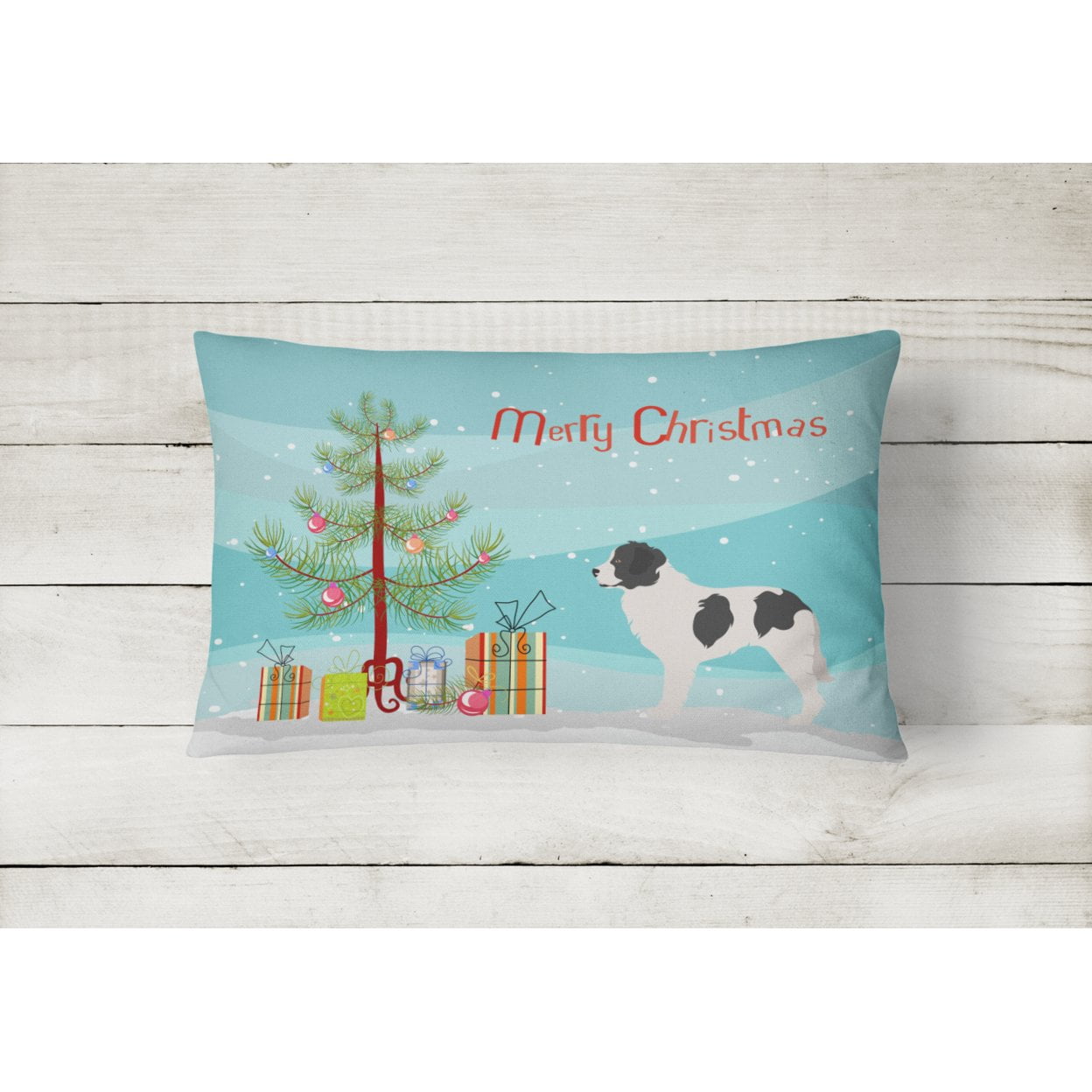 Carolines Treasures BB8493PW1216 Landseer Christmas Canvas Fabric Decorative Pillow, 12H x16W, multicolor