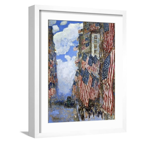 Art.com The Fourth of July, 1916 Giclee Print by Childe Hassam, White Frame Wall Art, 17" x 21"