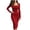 Red 02, variant on Karymi Solid Long Sleeve Midi Bodycon Dress, Metal O-Ring Cutout Asymmetrical Neck Side Ruched Irregular Slit Club Party Sundress Summer Dresses for Women