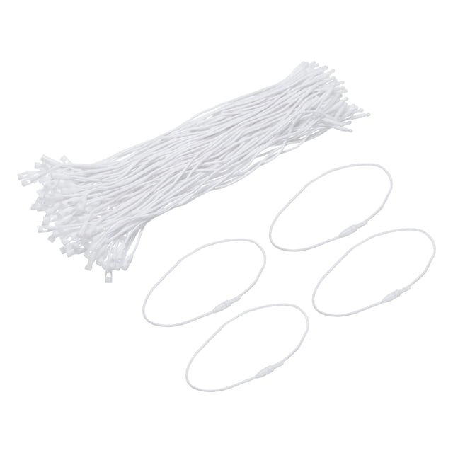 Unique Bargains Polyester Rope Hang Tag String Snap Lock 200mm/7.87 Inch,1.3mm 200 Pcs,White