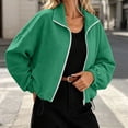 thumbnail image 6 of Zormilly Cropped Jacket Women Zip Up Oversized Collared Fall Jackets Lightweight for Streetwear Outdoor Travel Work, S-2XL, 6 of 9