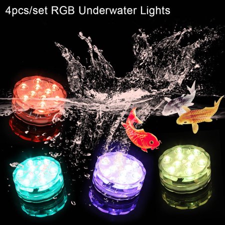 10 LED Submersible Lights With Remote - RGB Color Changing Waterproof Decor