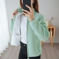 thumbnail image 2 of Wuxian Women Winter Plus Size Jacket Solid Long Sleeve Cozy Warm Thick Lined Coat Casual Loose Fit Basic Outwear Soft Flannel Shirt Top Cold Weather Casual Daily Wear,Green,XXL, 2 of 5