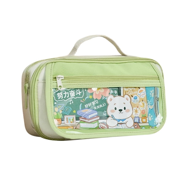 Estuche de lápices de gran capacidad | Flip Cover Bolsa organizadora de papelería multifuncional | Tejido 900D transparente y duradero | Se adapta hasta 110 bolígrafos | Estilo Vintage | Estuche de