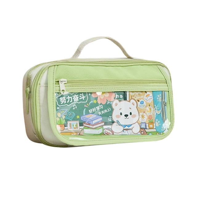 PEONAVET Stationery Storage Large Capacity Pencil Case Flip Cover Stationery Box Multifunctional Transparent Pencil Case