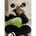 thumbnail image 3 of Cute Cartoon Panda Hooded Reversible Robe for Fall/Winter - Long Sleeve Zipper Pajamas Halloween Gift Costume for Parties & Performances Homewear Dress for Women - Reversible Hooded Home Robe, 3 of 5