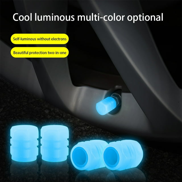 stanreset Valve de Pneu Automobile Capuchon Portable Universel Réutilisable Anti-Corrosif Lumineux Remplacement Accessoires Moto Bleu 4 Pcs