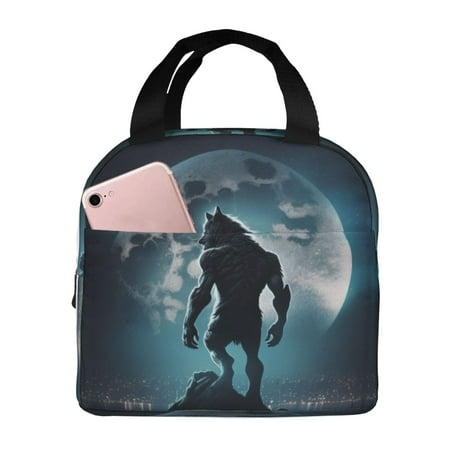 Insulated Lunch Bag for Women Men - Moon Wolf Warrior Leakproof Cooler Lunch Box for Women Men  Lunch Tote Bags for Work School Picnic Travel