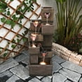 thumbnail image 5 of Outdoor Water Feature Fountain Tiered Waterfall Indoor Freestanding Cascade Fountains Modern Cube Style with LED Lights for Garden Patio Yard Pool Home Decor 37.8 Inches, 5 of 6