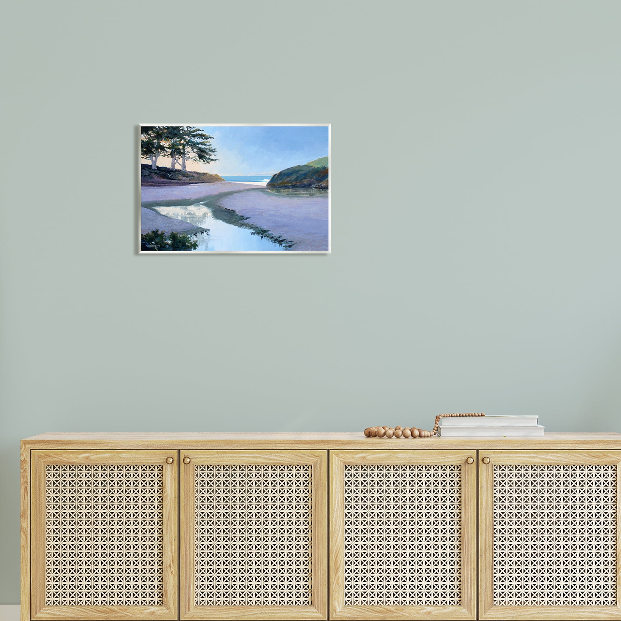 Stupell Seaside Riverbank Beach Shore Landscape Painting Wall Plaque Unframed Art Print Wall Art