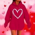 thumbnail image 3 of Tbopshirt Hoodies for Women Plus Size Oversized Valentine's Day Casual Round Neck Long Sleeve Pullover with Front Pocket and Drawstring Sweatshirt Red,L, 3 of 6