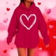 thumbnail image 1 of RKSTN Valentine's Day Hoodie for Women Oversized Valentines Heart Print Drawstring Hooded Sweatshirt Top Womens Casual Solid Plus Size Graphic Printed Loose Comfy Hood Fall Spring Clothes, 1 of 6