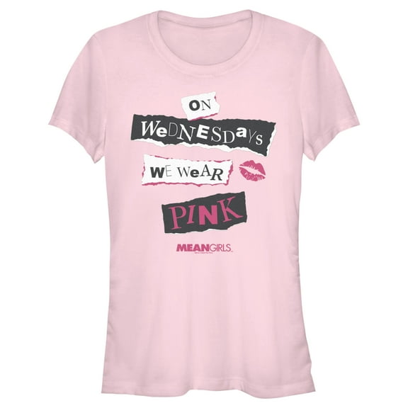 Junior's Mean Girls On Wednesdays We Wear Pink Burn Book Graphic Tee Light Pink Large