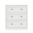 thumbnail image 4 of CozyHome Large Nighstand, Wood Night Stand with 3 Drawers, Wood Side Table with Golden Round Knobs, Modern End Table Chest of Drawers for Bedroom, Living Room, Hallway, Closet, White, 4 of 9