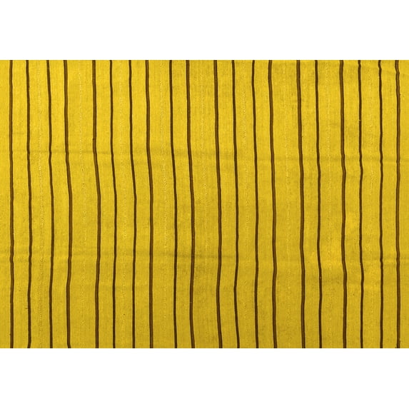 Ahgly Company Machine Washable Indoor Rectangle Solid Yellow Modern Area Rugs, 7' x 10'