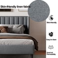 thumbnail image 3 of King Size Upholstered Platform Bed Frame With Headboard, Mattress Foundation, Wood Slat Support, Quiet, No Box Spring Needed, Easy To Assemble Light Grey, 3 of 9