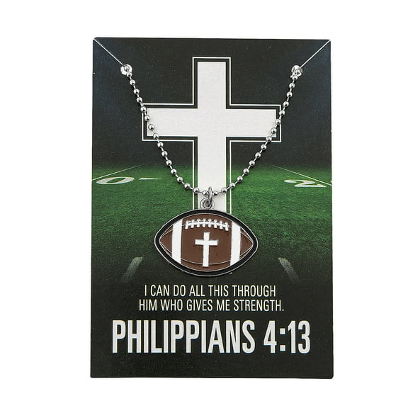 Fun Express 20" Religious Football Necklaces with Bible Verse Card - 12 Pieces