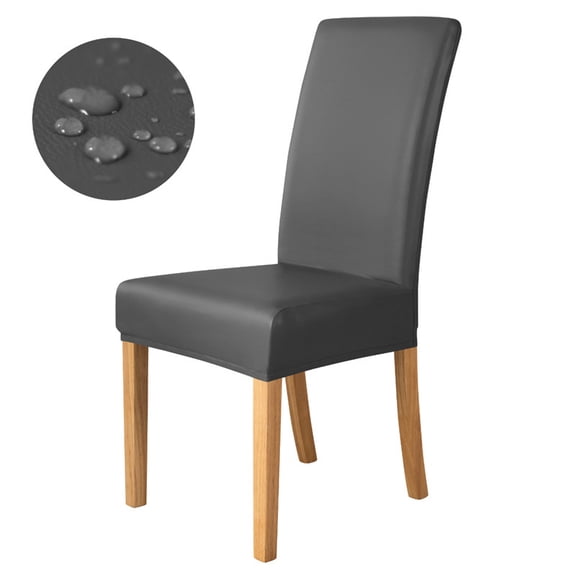 Stretch PU Leather Dining Chair Covers - Waterproof, Elastic Slipcovers
