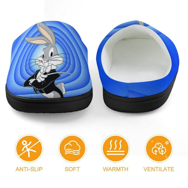 Looney Tunes Bugs Bunny Kids Slippers House Slippers Warm Soft Plush Slipper Anti Slip Winter House Shoes for Boys Girls