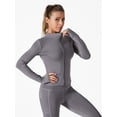 thumbnail image 2 of Anbech Women's Yoga Jacket Quick Drying Long Sleeve Shirt Breathable Tight Fitness Top, 2 of 5