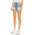 thumbnail image 2 of KHAKI & BLUE Women's Denim Shorts High Waisted All-Over Flower Embroidery Frayed Hem Jeans Casual Stretch Comfy Pants 51560Z-DM665-EM574 LT 1, 2 of 5