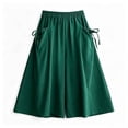thumbnail image 6 of VBVC Women's Elastic Waist Wide Leg Culottes , Summer Breathable Capri Pants For Women , Ladies' Casual Cropped Trousers with Pockets,Green,M-5XL, 6 of 6