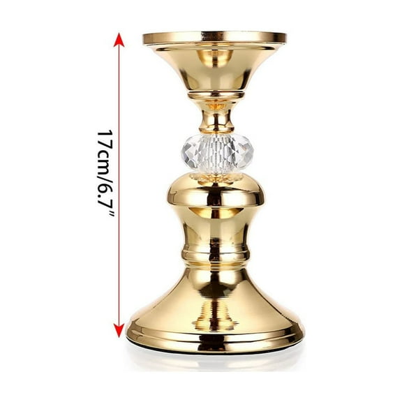 Gold Metal Pillar Candlestick Holders Vintage Pillar Candle Holders Elegant Metal Crystal Pillar Candle Stands