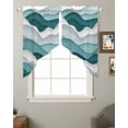 thumbnail image 2 of Turquoise Ombre Swag Valances for Windows, Modern Geometric Moire Abstract Art Rod Pocket Sheer Valances for Small Windows, Swag Toppers Light Filtering for Kitchen Living Room 2 Panels 28''x36'', 2 of 6