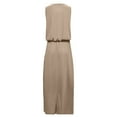 thumbnail image 5 of GZJCKJY Summer Dresses for Women,Summer Dress For Women Sleeveless Round Neck Maxi Dresses Solid Color Fork Opening Dress Khaki L, 5 of 5