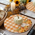 thumbnail image 6 of Fall Round Placemats Set of 4 Hello Pumpkin Place Mats Thanksgiving Woven Placemat Maple Leaf Yellow Plaid Circle Braided Table Mat for Kitchen Dining Table Autumn Party Home Decor 15 Inch, 6 of 9