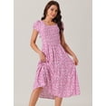 thumbnail image 3 of DARING DIVA Crew Neck Short Sleeve Midi Floral Blouse XL Pink, 3 of 5