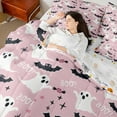 thumbnail image 4 of Manfei Pink Gothic Halloween Bed in a Bag Full size, Spooky Ghost Bed Set, Bat Print Reversible Bedding Full Size, Super Cozy Bedroom Decor, 7 Pieces, 4 of 6