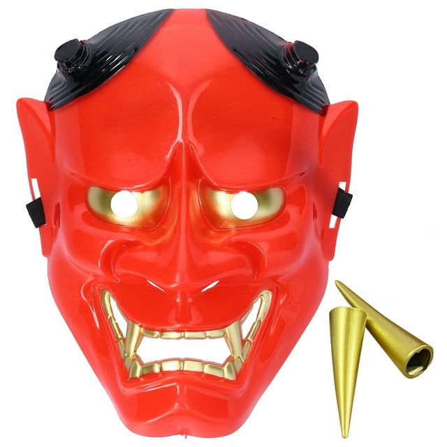 Máscara de terror para disfraz de Halloween, accesorios decorativos de maquillaje para cosplay para mujeres y hombres, color rojo