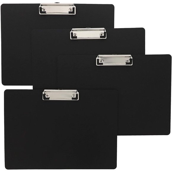 4 Pack Presse-Papiers Horizontal Paysage avec Clip Profil Bas et Crochet, pour Papier A4 Format Lettre en 12.25"x8.85 Pouces pour Ingénieurs Industriels Architectes Enseignants en Salle de Classe Étudiants Bureau