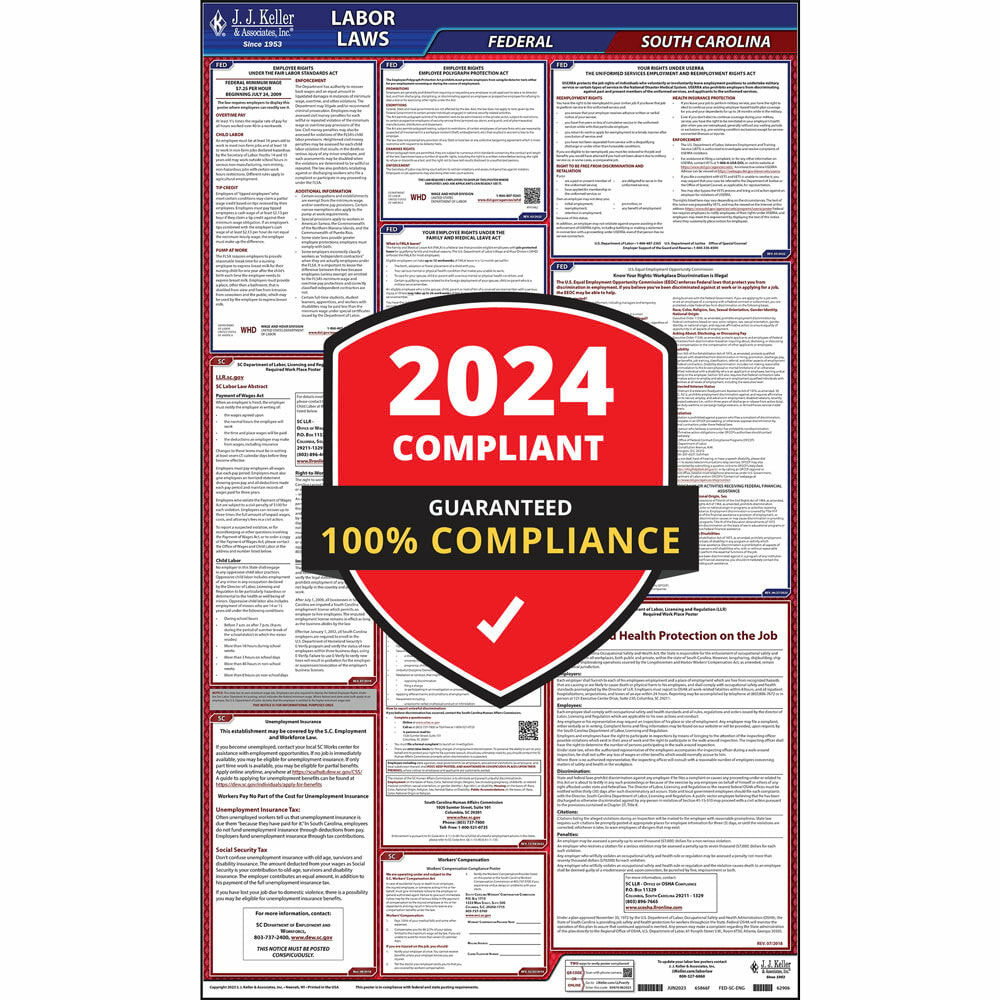 2024 Ohio and Federal Labor Law Poster (English, OH State) - OSHA Compliant All-in-One Laminated Poster