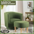 thumbnail image 2 of Dazone Modern Wood Linen Fabric Sponge Solid Print Swivel Armchair with Footstool, Green, 2 of 6