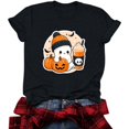 thumbnail image 6 of Frostluinai Halloween Graphic Shirts for Women Spooky Season Holiday Party Tops Short Sleeve Crew Neck Daily Walking Casual Shirt S-3XL, 6 of 7