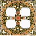 thumbnail image 3 of Metal Light Switch Plate Cover Orange Brown Mandala Icy Flower Tile Pattern MDL050, 3 of 13