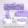 thumbnail image 4 of Teclado y ratón inalámbricos Links9+ de tamaño completo, retro, morado, 4 of 7