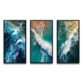thumbnail image 2 of Designart "Aerial View Turquoise Waves Breaking II" Coastal Waves Framed Wall Art Set Of 3 - Blue Coastal Frame Canvas Set For Living Room Decor, 2 of 6