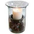 thumbnail image 4 of First of a Kind Glass Hurricane Pillar Candle Holder with Rustic Metal Insert, Perfect as a Centerpiece (10" Tall), 4 of 10