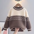 thumbnail image 3 of Afuyipoi Boys Geometric Jacquard Knit Pullover Sweater for Kids Size 4-12Y Fall Winter Soft Layering Khaki Size 5T, 3 of 9