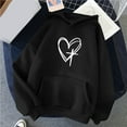 thumbnail image 2 of Womens Loose Heart Printed Hoodie Sweatshirt with Pocket Long Sleeve Hooded Pullover Cotton Fleece Tops S-XXXL (Small, Black 02), 2 of 6