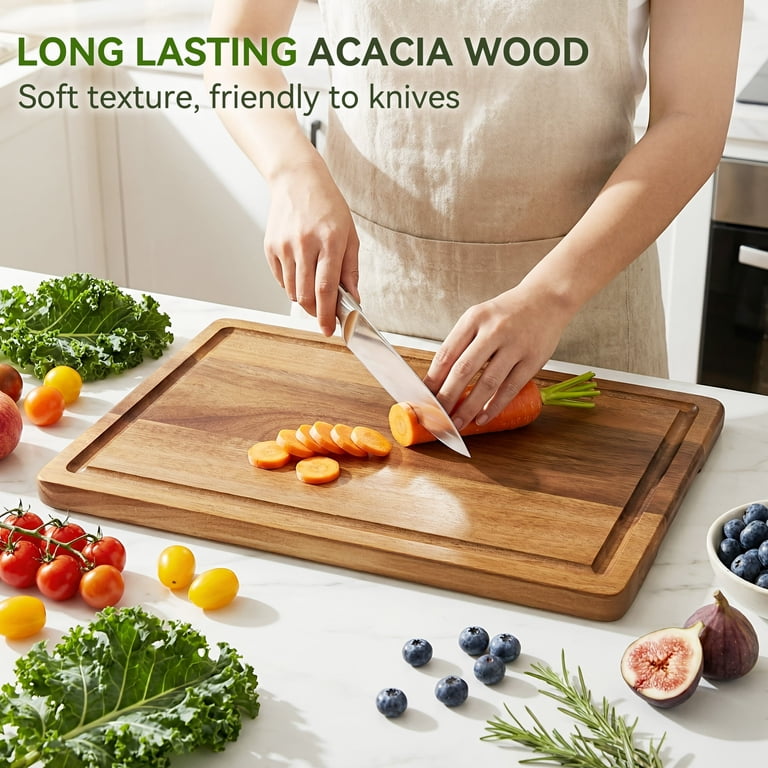 Kikcoin Acacia Wood Cutting Board, 16