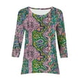 thumbnail image 6 of QQAMB 3/4 Sleeve Tunic Tops for Women Dressy Casual Crewneck Floral Printed Loose Blouse Flowy Shirts Multicolor 2XL, 6 of 6