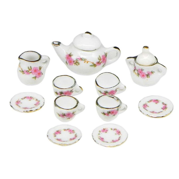 Juego de tazas de té en miniatura Salvador 11 piezas cocina de casa de muñecas
