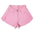 thumbnail image 4 of Sngxgn Women's High Waisted Jean Shorts Casual Raw Hem Zip up Denim Shorts with Pockets(Pink,M), 4 of 7