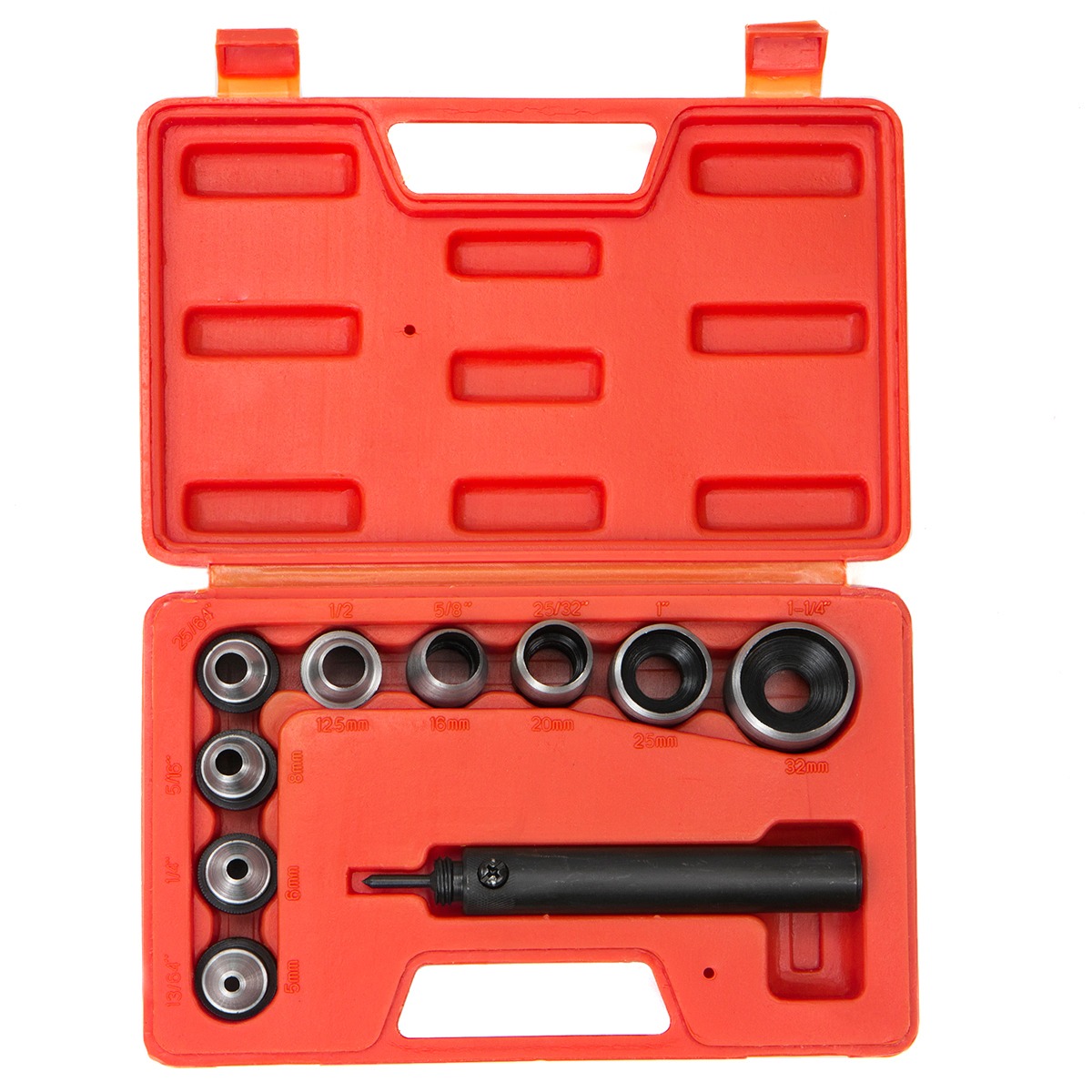 Hollow Punch Leather Rubber Gasket Holes Tool Kit with Case, 10PC
